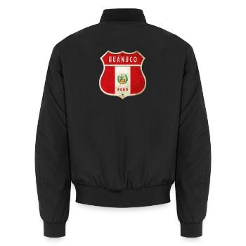 Huánuco Peru coat of arms flag design - Unisex Bomber Jacket - black - Back - AI Model Male 185 light (185cm)
