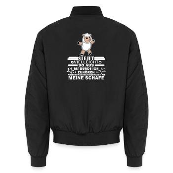 Schafe Schaf Schafzüchter Geschenk - Unisex Bomberjacke - Schwarz - Hinten - AI Model Male 185 light (185cm)