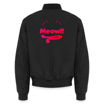 Typographie „Meow“, tail, Ohren, geschenkidee Frau - Unisex Bomberjacke - Schwarz - Hinten - AI Model Male 185 light (185cm)