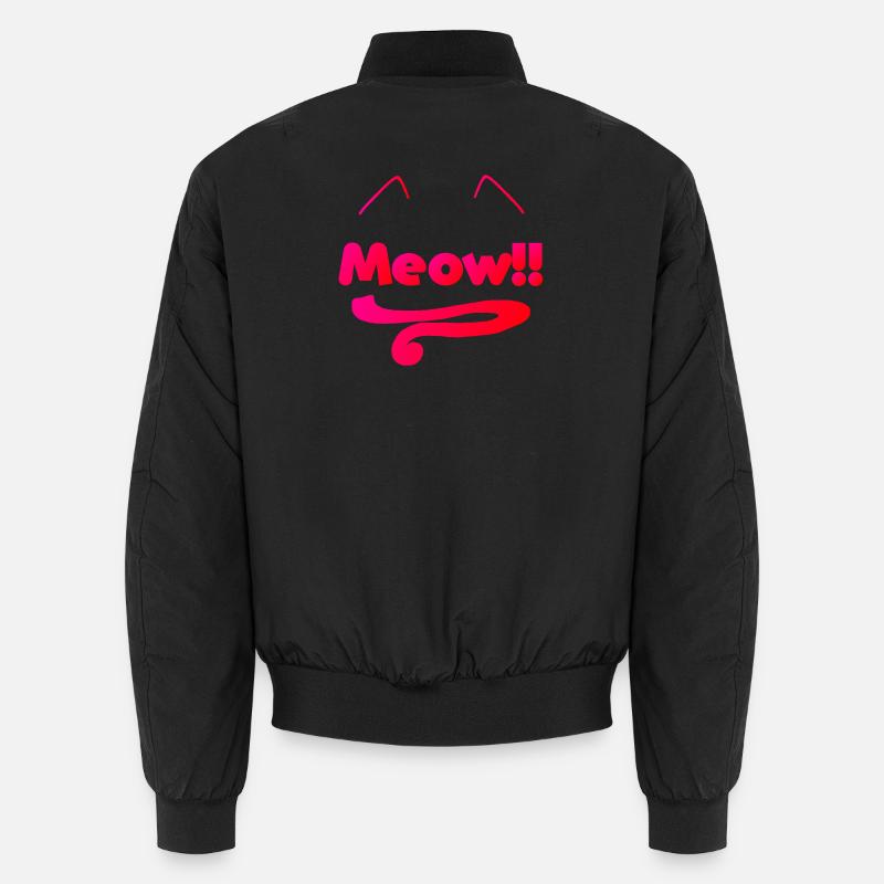 Typographie „Meow“, tail, Ohren, geschenkidee Frau Unisex Bomberjacke