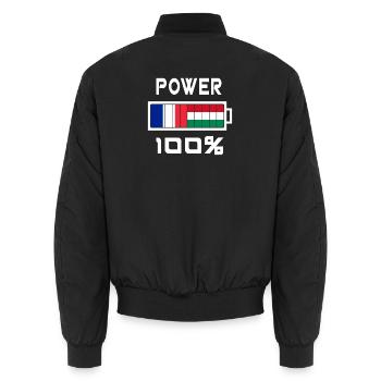 Ungarn und Frankreich Power 100% - Unisex Bomberjacke - Schwarz - Hinten - AI Model Male 185 light (185cm)