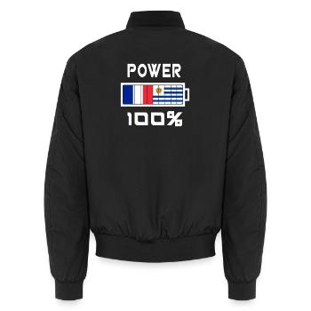 Uruguay et France Power 100 % - Bomber unisexe - noir - Dos - AI Model Male 185 light (185cm)