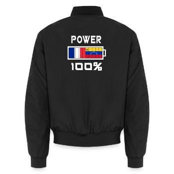 Venezuela und Frankreich Power 100% - Unisex Bomberjacke - Schwarz - Hinten - AI Model Male 185 light (185cm)