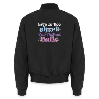 La vie est trop courte pour la technologie des ongles nue - Bomber unisexe - noir - Dos - AI Model Male 185 light (185cm)