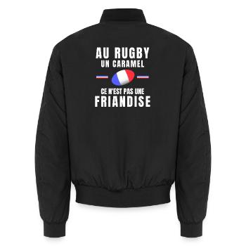 rugby, rugby sport, rugby humour, rugbyman - Bomber unisexe - noir - Dos - AI Model Male 185 light (185cm)