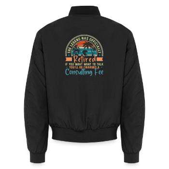 The legend is officially retired - Unisex Bomber Jacket - black - Back - AI Model Male 185 light (185cm)