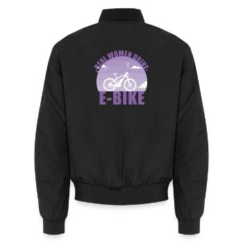 E-Bike Fahrrad E Bike Akku Women Geschenk - Unisex Bomberjacke - Schwarz - Hinten - AI Model Male 185 light (185cm)