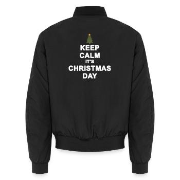 Minimalist Christmas Calm Christmas Day - Unisex Bomber Jacket - black - Back - AI Model Male 185 light (185cm)
