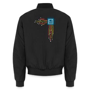 Computer chip - Creative illustration - Unisex Bomber Jacket - black - Back - AI Model Male 185 light (185cm)