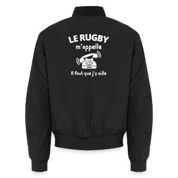 rugby, rugby humour, rugby sport - Bomber unisexe - noir - Dos - AI Model Male 185 light (185cm)