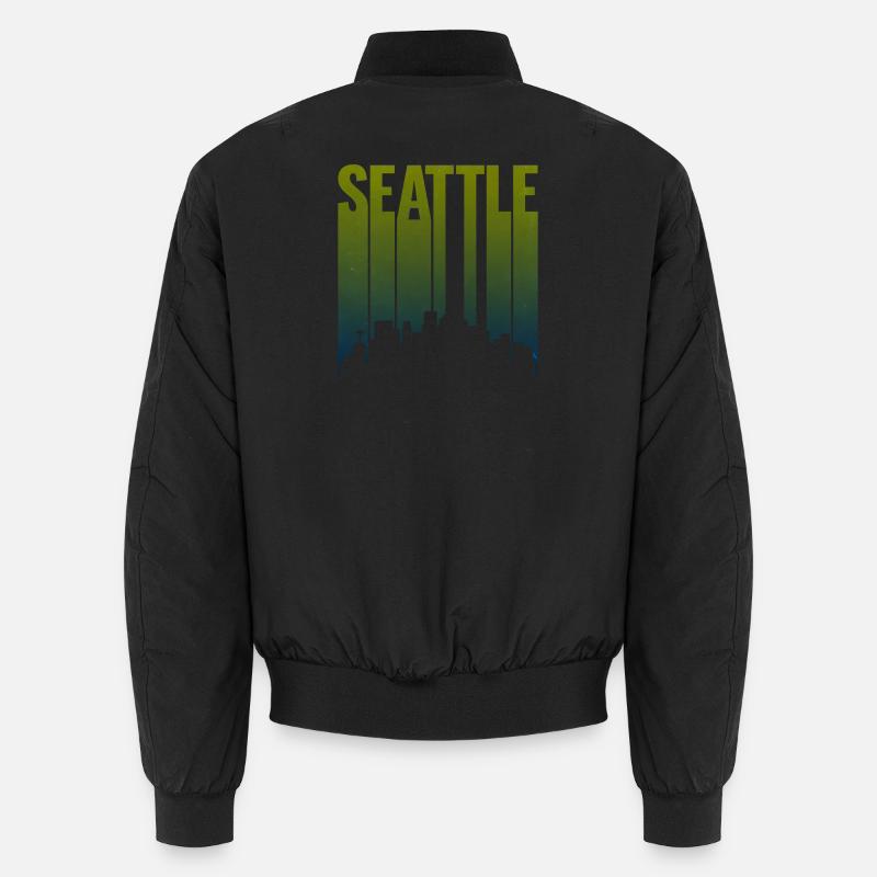 Seattle Skyline Grüngradient Unisex Bomberjacke