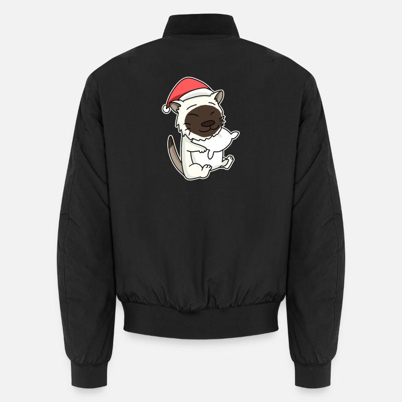 Burmese Cat Christmas Sleeping Tired Unisex Bomber Jacket