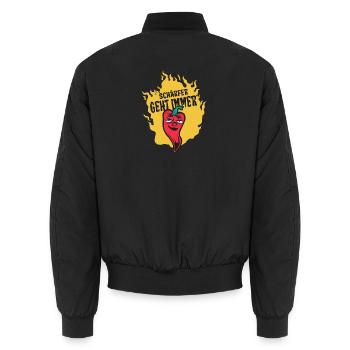 Schärfer geht immer lustiges Chili Design - Unisex Bomberjacke - Schwarz - Hinten - AI Model Male 185 light (185cm)