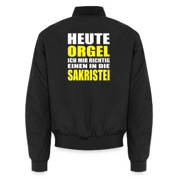 Heute Orgel Ich mir richtig einen in die Sakristei - Unisex Bomberjacke - Schwarz - Hinten - AI Model Male 185 light (185cm)