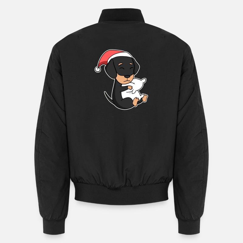 Teckel chien Noël sommeil fatigué Bomber unisexe