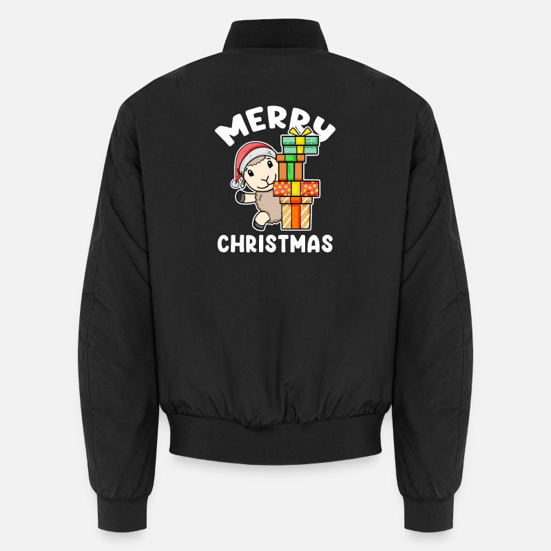 Frohe Weihnachten Schaf mit Geschenke Unisex Bomberjacke