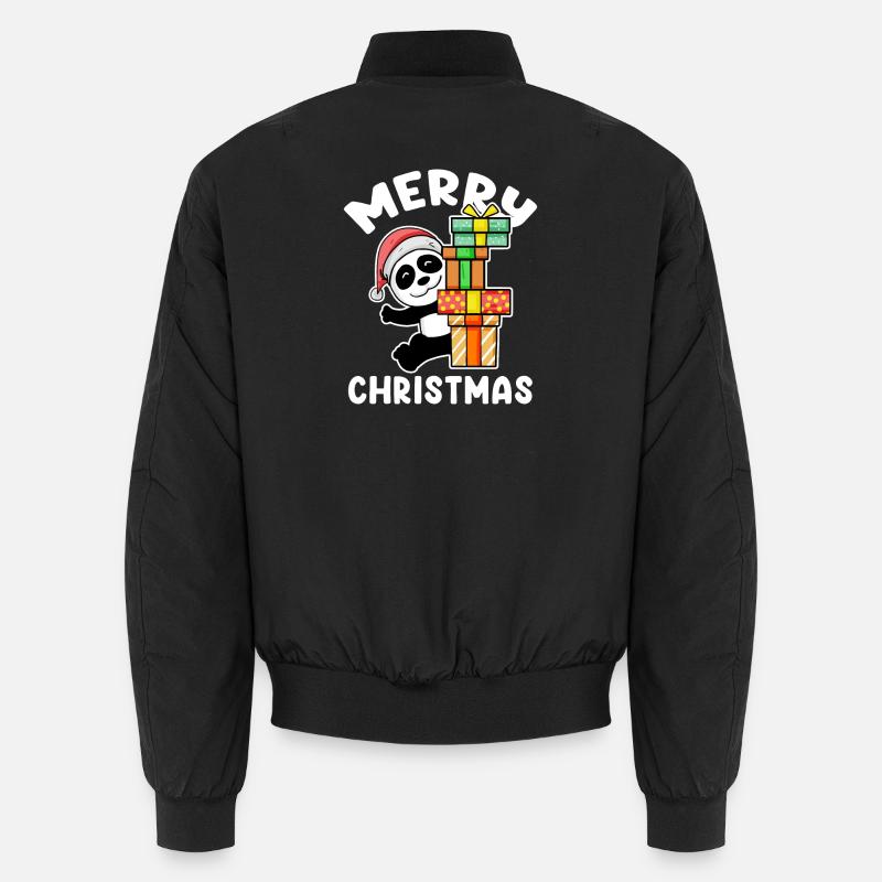 Frohe Weihnachten Panda - Unisex Bomberjacke - Schwarz