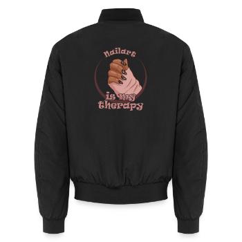 Nailart est ma technicienne ongulaire thérapeutique - Bomber unisexe - noir - Dos - AI Model Male 185 light (185cm)