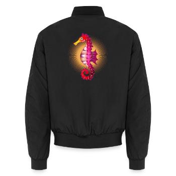 mignon hippocampe radieux dans le style comique - Bomber unisexe - noir - Dos - AI Model Male 185 light (185cm)