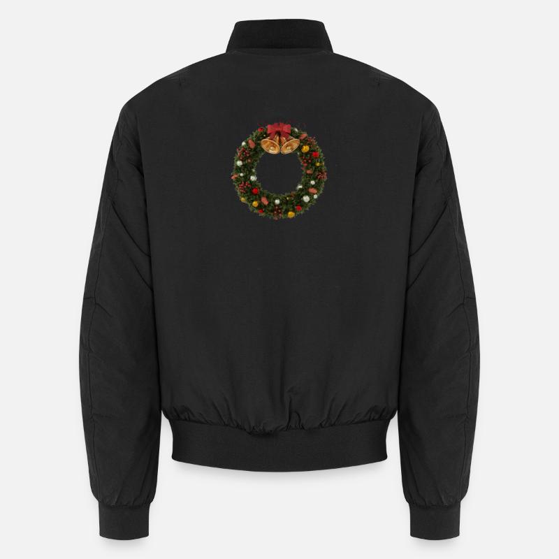 Christmas wreath with bells and bow Unisex Bomber Jacket