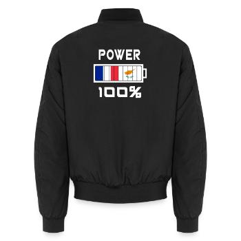 Zypern und Frankreich Power 100% - Unisex Bomberjacke - Schwarz - Hinten - AI Model Male 185 light (185cm)