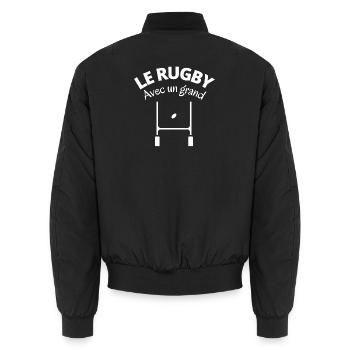 rugby, rugby sport, rugby humour - Bomber unisexe - noir - Dos - AI Model Male 185 light (185cm)