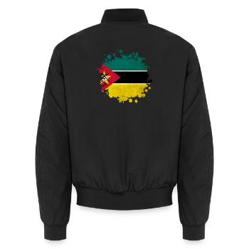 Mosambik Klecks Flaggen Design - Unisex Bomberjacke - Schwarz - Hinten - AI Model Male 185 light (185cm)