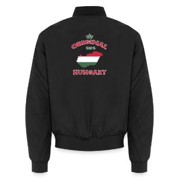 Ungarn Original 100% Flaggen Design - Unisex Bomberjacke - Schwarz - Hinten - AI Model Male 185 light (185cm)