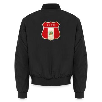 Peru coat of arms flag design - Unisex Bomber Jacket - black - Back - AI Model Male 185 light (185cm)