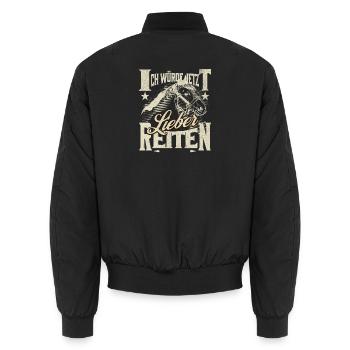 Ich würd lieber Reiten Pferdeschädel - Unisex Bomberjacke - Schwarz - Hinten - AI Model Male 185 light (185cm)