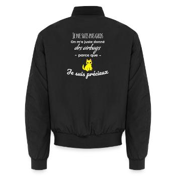 Cadeau humour chat je ne suis pas gros - Bomber unisexe - noir - Dos - AI Model Male 185 light (185cm)