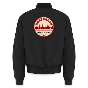 København Retro Stadt Silhouette - Unisex Bomberjacke - Schwarz - Hinten - AI Model Male 185 light (185cm)