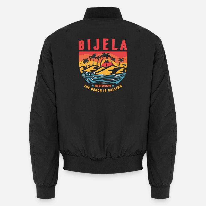 Bijela Montenegro palm tree beach design Unisex Bomber Jacket