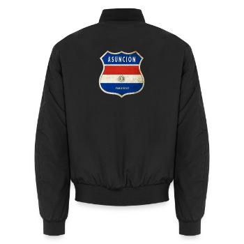 Asunción Paraguay Wappen Flaggen Design - Unisex Bomberjacke - Schwarz - Hinten - AI Model Male 185 light (185cm)
