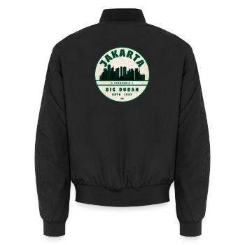 Jakarta Skyline Vintage Abzeichen - Unisex Bomberjacke - Schwarz - Hinten - AI Model Male 185 light (185cm)