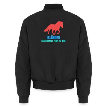 Pferdeliebe Islandpferde Statement Galopp Pony - Unisex Bomberjacke - Schwarz - Hinten - AI Model Male 185 light (185cm)