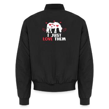 Icelandic Horses Heart Statement Horse Love Horse Fan - Unisex Bomber Jacket - black - Back - AI Model Male 185 light (185cm)