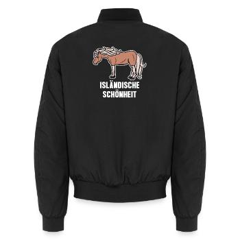 Islandpferde Pferdenarr Pferdeliebe Statement - Unisex Bomberjacke - Schwarz - Hinten - AI Model Male 185 light (185cm)