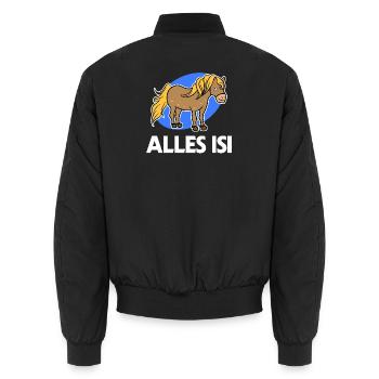 Icelandic Horses Icelandic Pony Statement Pony Horse Fan - Unisex Bomber Jacket - black - Back - AI Model Male 185 light (185cm)