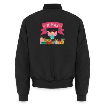 XMAS Engel mit Geschenken - Unisex Bomberjacke - Schwarz - Hinten - AI Model Male 185 light (185cm)