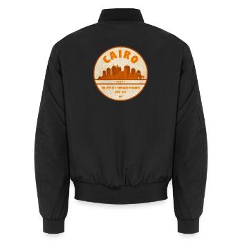 Kairo Retro Stadtsilhouette Badge - Unisex Bomberjacke - Schwarz - Hinten - AI Model Male 185 light (185cm)