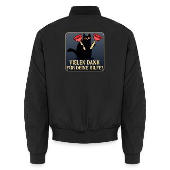 DANKE KATZEN SANITÄRANLAGEN KLEMPNER - Unisex Bomberjacke - Schwarz - Hinten - AI Model Male 185 light (185cm)