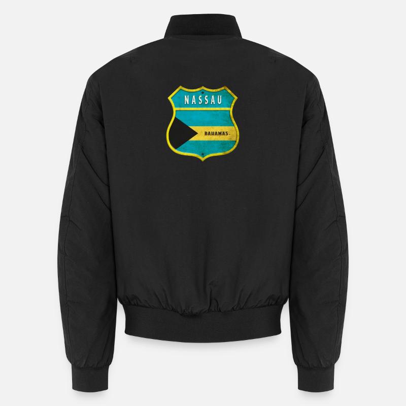 Nassau Bahamas flag crest design - Unisex Bomber Jacket - black
