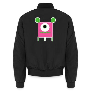 Pink Cyclops Monster | Funny Square Alien - Unisex Bomber Jacket - black - Back - AI Model Male 185 light (185cm)