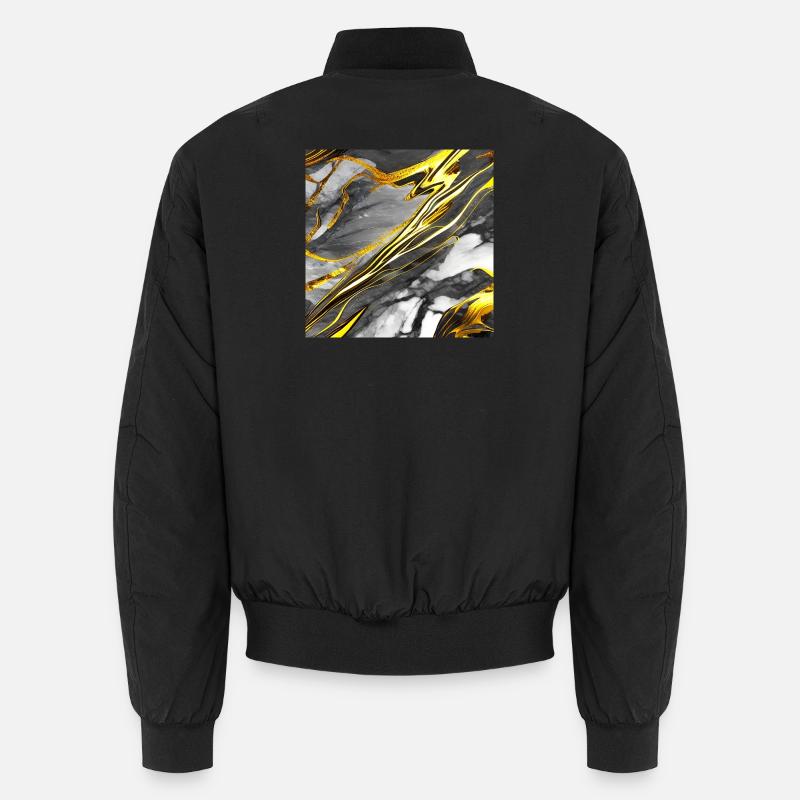 Marmor Schwarz Gold Textur - Unisex Bomberjacke - Schwarz