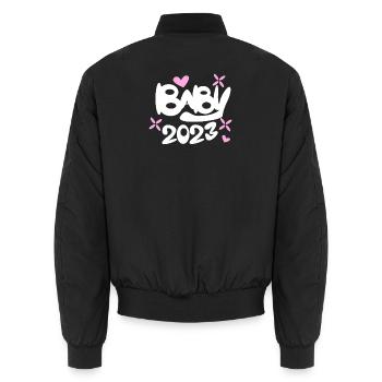 Bébé 2023 - Naissance Enceinte 2023 Grossesse - Bomber unisexe - noir - Dos - AI Model Male 185 light (185cm)