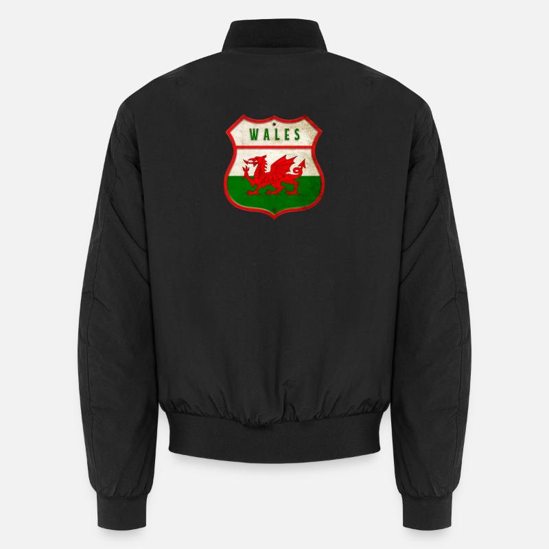 Wales Wappen Flaggen Design - Unisex Bomberjacke - Schwarz