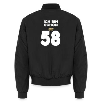 58. Geburtstag Geschenk - 58 Jahre mit Krone - Unisex Bomberjacke - Schwarz - Hinten - AI Model Male 185 light (185cm)