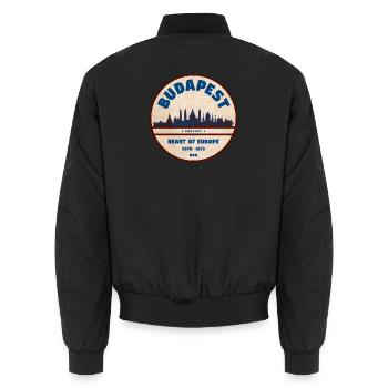 Écusson vintage du Budapest Cœur d’Europe - Bomber unisexe - noir - Dos - AI Model Male 185 light (185cm)