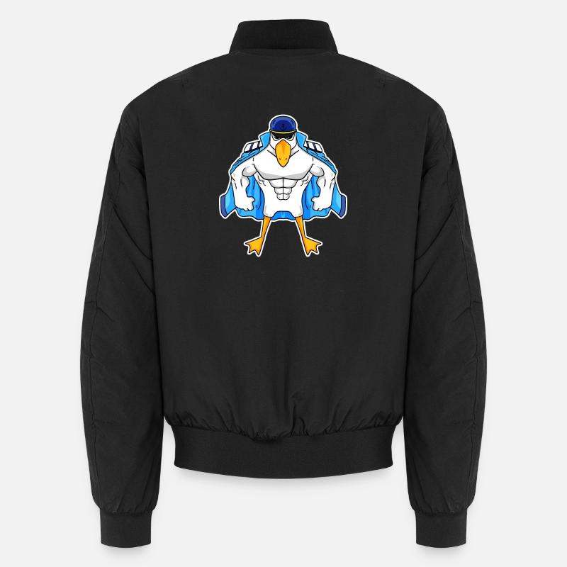 Muscular Seagull Seagull Gift - Unisex Bomber Jacket - black